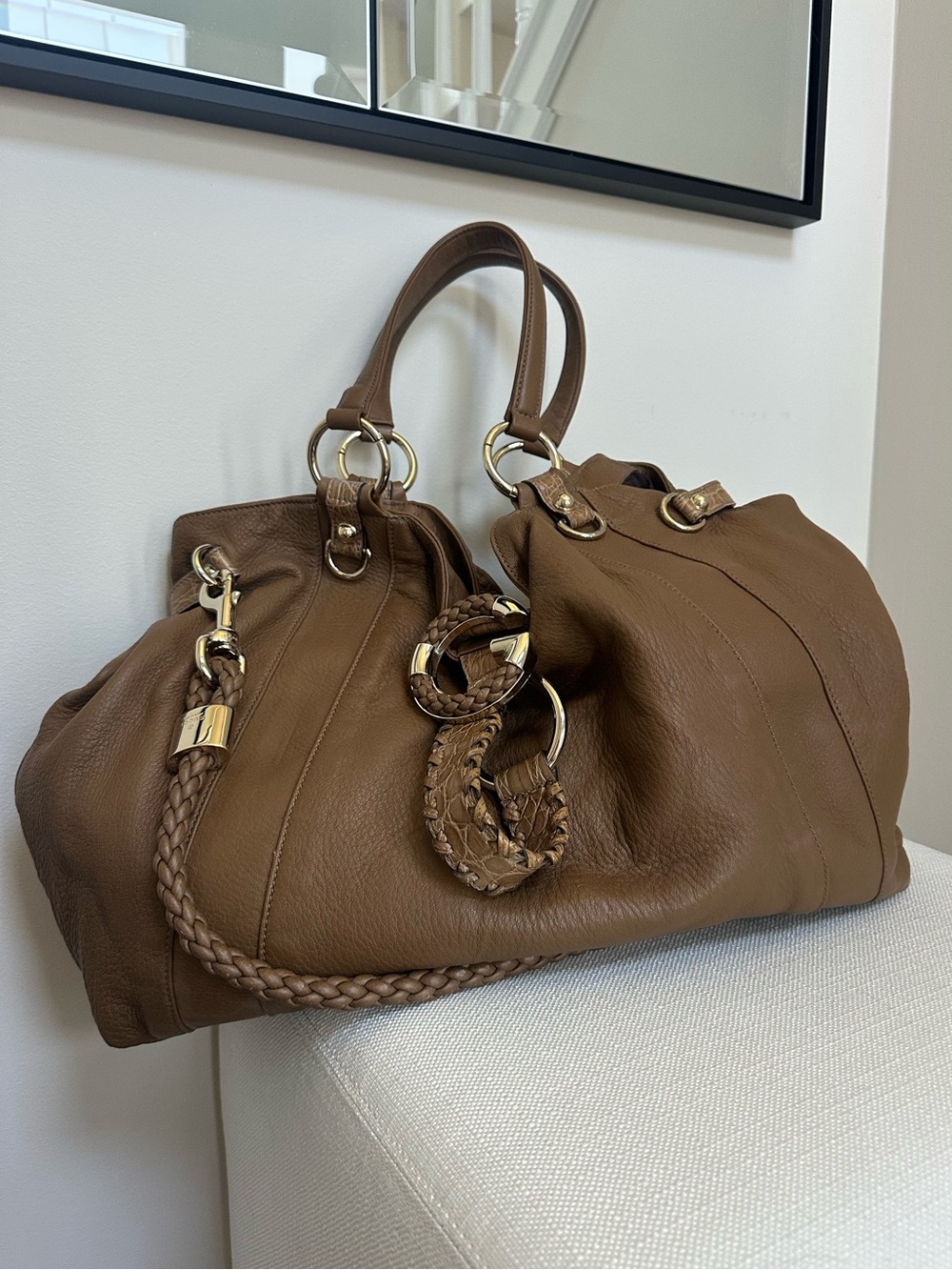 Gucci G Wave Large Leather Brown Tote Bag